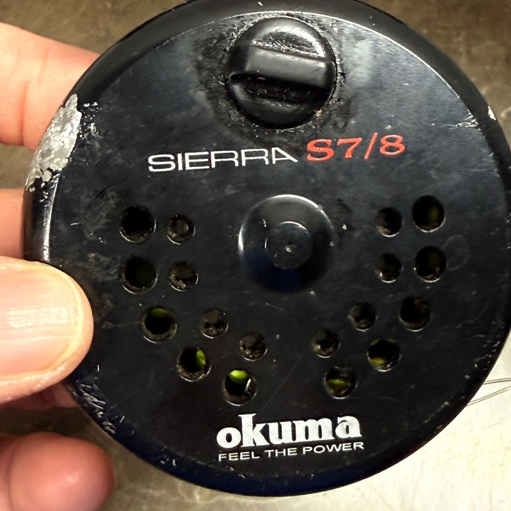 Okuma Sierra S7/8 Fly Fishing Reel 7/8wt Black Aluminum Large Arbor Rosewood - Picture 5 of 7